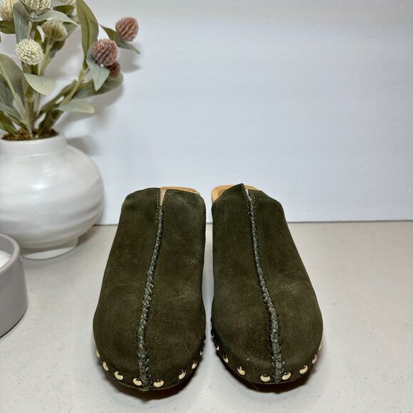 Kelsi Dagger Brooklyn Journal Clogs Suede Mid Heel Olive Women's 6.5 NWB - Picture 2 of 11